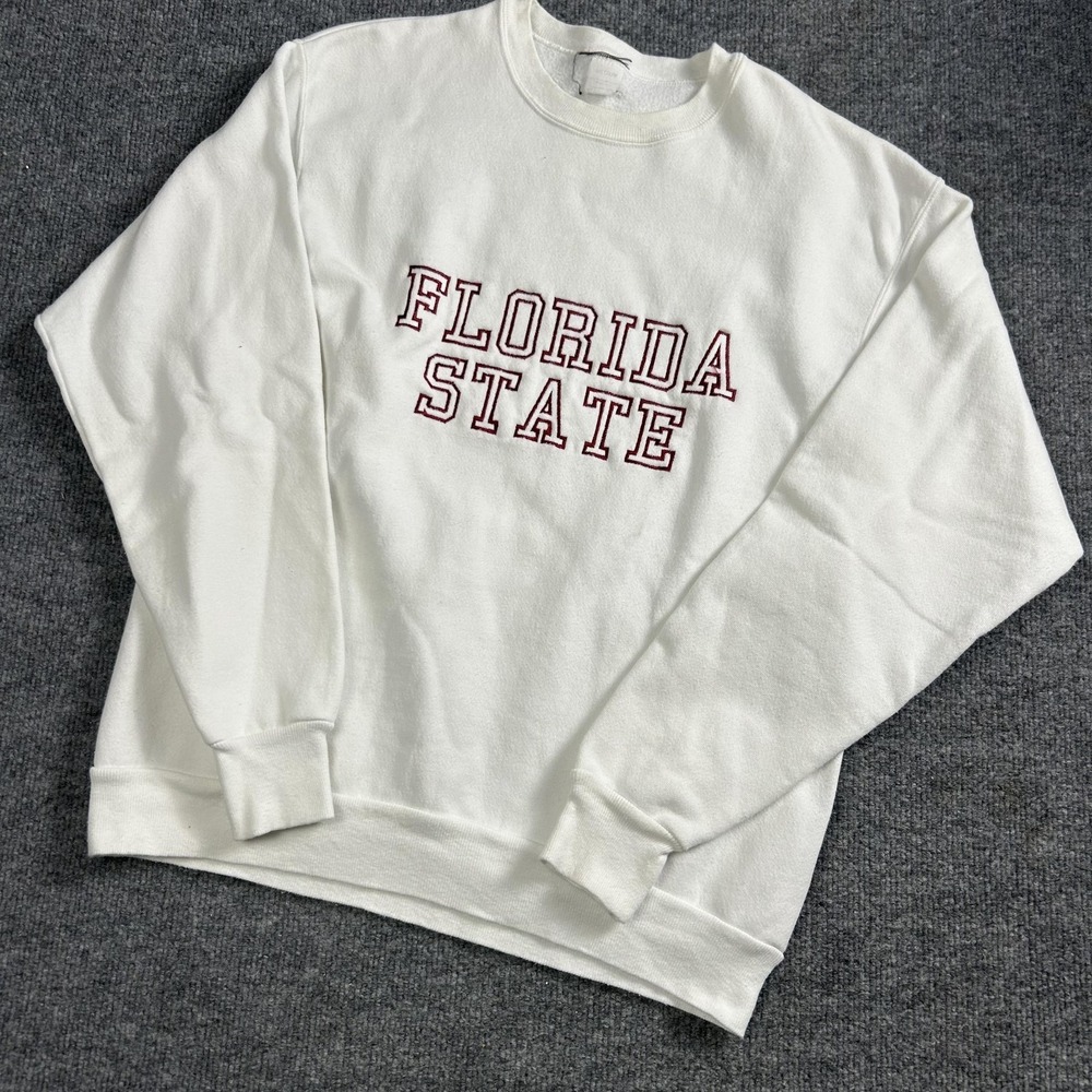Florida State Seminoles Sweatshirt Mens Medium White NCAA Football Crewneck